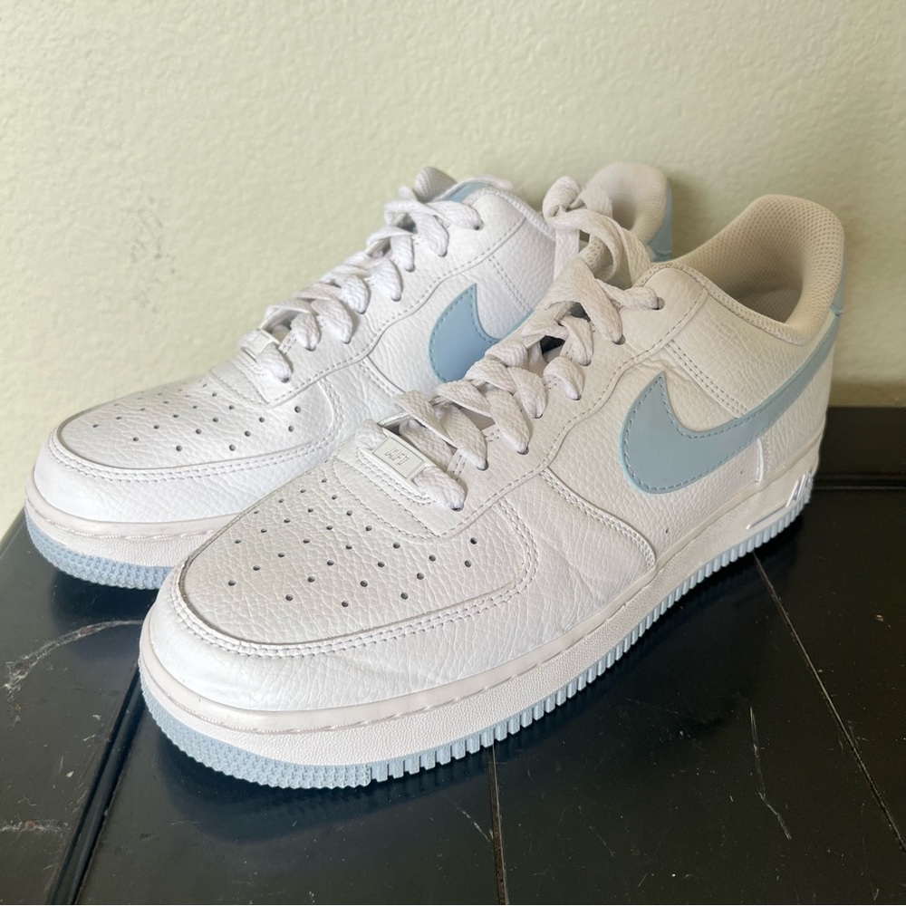 Nike Air Force 1 White and Light Blue Shoes